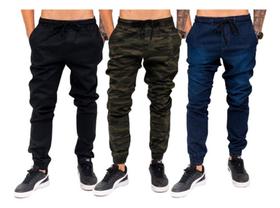 Kit 3 Peças Calça Joguer Jeans Sarja Masculina Tamanhos