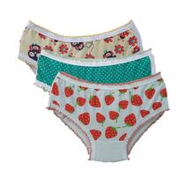 Kit 3 Peças Calcinha Infantil Estampada Em Algodão Modelo Básico Sortidas