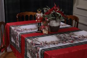 Kit 3 peças Caminho de Mesa 1,30 x 0,50 Toalha 8 Lugares Jacquard 3,00x1,50 Natal Decoração Cozinha Sala