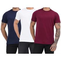 Kit 3 peças camisas masculinas manga curta gola redonda básica - Filó Modas