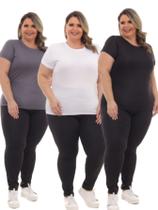 Kit 3 Peças - Camiseta Feminina Dry Fit Plus Size Poliester Academia Kit 3 Peças - Camiseta Feminina Dry Fit Plus Size Poliester Academia