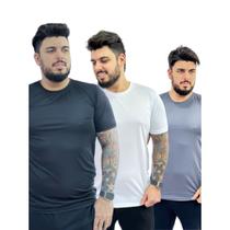 Kit 3 Peças - Camiseta Masculina Dry Fit Plus Size Poliester Academia