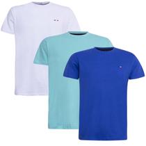 Kit 3 Peças Camisetas FMF Básicas Masculina Industrie em Algodão Premium no Estilo Bordado França Branco Royal Beb