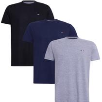 Kit 3 Peças Camisetas FMF Básicas Masculina Industrie em Algodão Premium no Estilo Bordado França Preto Marinho Ci