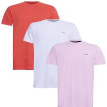 Kit 3 Peças Camisetas FMF Básicas Masculina Industrie em Algodão Premium no Estilo Bordado França Rosa Branca Lara Kit 3 Peças Camisetas FMF Básicas Masculina Industrie em Algodão Premium no Estilo Bordado França Rosa Branca Lara