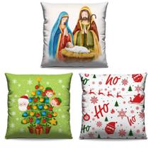 Kit 3 peças Capa de Almofada Natal Estampada Nascimento de Jesus - iCasa Ibitinga