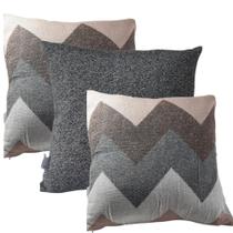 Kit 3 Peças Capa Para Almofadas Geométrico ZigZag Terra Rosada