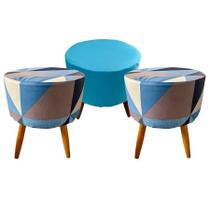 Kit 3 Peças Capa Puff Redondo Pé Palito Malha Com Elástico