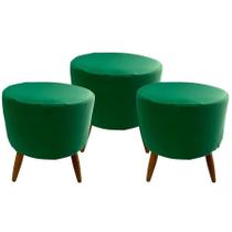 Kit 3 Peças Capa Puff Redondo Pé Palito Malha Com Elástico