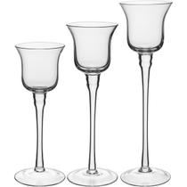 Kit 3 peças castiçal porta vela homeco eco crystal transparente