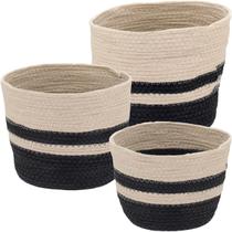 KIT 3 Peças Cesta Decorativa Organizadora Cachepô Fibra Preto Jibaran KIT 3 Peças Cesta Decorativa Organizadora Cachepô Fibra Preto Jibaran