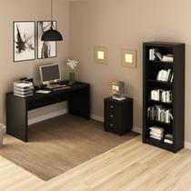 Kit 3 Peças com 1 Mesa para Escritório 1 Estante 1 Gaveteiro Espresso Móveis Kit 3 Peças com 1 Mesa para Escritório 1 Estante 1 Gaveteiro Espresso Móveis