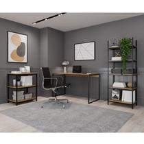 Kit 3 Peças com Escrivaninha e 2 Estantes Caroline