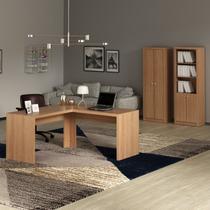 Kit 3 Peças com Mesa para Escritório em L, Armário Multiuso e Estante Kit 3 Peças com Mesa para Escritório em L, Armário Multiuso e Estante