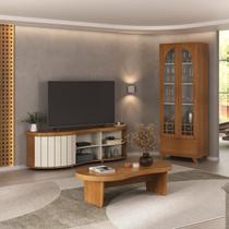 Kit 3 Peças com Rack para Tv 75 Polegadas, Mesa de Centro e Cristaleira Murano Kit 3 Peças com Rack para Tv 75 Polegadas, Mesa de Centro e Cristaleira Murano