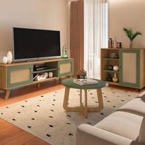 Kit 3 Peças com Rack para TV até 75 Polegadas 100% MDF, Buffet e Mesa de Centro Memphis Verde Kit 3 Peças com Rack para TV até 75 Polegadas 100% MDF, Buffet e Mesa de Centro Memphis Verde