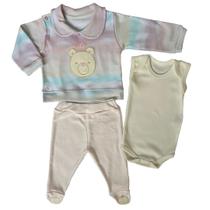 Kit 3 Peças Completo Pagão Recém Nascido Ursinha Colorido Kit 3 Peças Completo Pagão Recém Nascido Ursinha Colorido