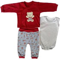 Kit 3 Peças Conjunto Completo Pagão Recém Nascido Body Ursa Kit 3 Peças Conjunto Completo Pagão Recém Nascido Body Ursa
