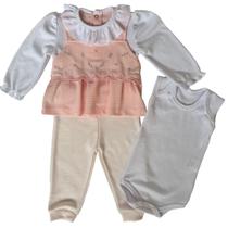 Kit 3 Peças Conjunto Completo Pagão Recém Nascido Delicado Kit 3 Peças Conjunto Completo Pagão Recém Nascido Delicado