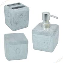 Kit 3 Peças Conjunto para Banheiro Bancada Lavabo Cube Marmorizado