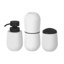 Kit 3 Peças Conjunto Para Banheiro Dispenser Sabonete Liquido e Porta Escova e Porta Algodão ou Cotonete Belly Soft