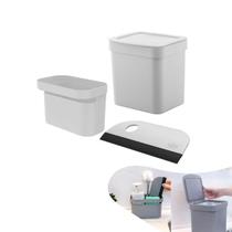 Kit 3 Peças Cozinha Lixeira 2,5 Litros Organizador Porta Detergente Rodo Pia Trium - Ou