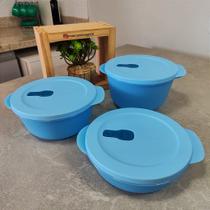 Kit 3 Peças Cristalwave Geração II Azul Claro - Tupperware Kit 3 Peças Cristalwave Geração II Azul Claro - Tupperware