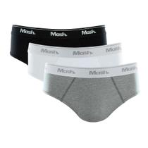 Kit 3 Peças Cueca Mash Slip Cotton Algodão Elástico