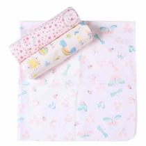 Kit 3 Peças Cueiro Manta Flanelado 80X60Cm Feminino