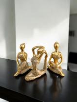 kit 3 peças de Enfeite de resina de yoga