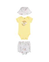 Kit 3 Peças Elian Com Body Manga Curta Unicórnio, Shorts e Chapéu