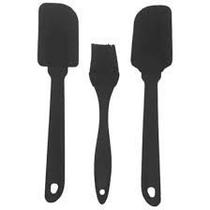 Kit 3 Peças Em Silicone 2 Espátulas E 1 Pincel