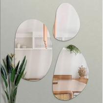 Kit 3 peças Espelho orgânico abstrato Futurista de lançamento, pequeno, médio e grande Kit 3 peças Espelho orgânico abstrato Futurista de lançamento, pequeno, médio e grande