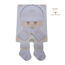 Kit 3 Peças Gorro Meia Luva Bebê 9100 Enxoval Maternidade Chá do Bebê