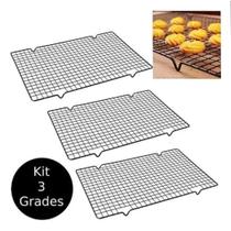 Kit 3 peças grade antiaderente para resfriar alimentos bolos tortas Kit 3 peças grade antiaderente para resfriar alimentos bolos tortas