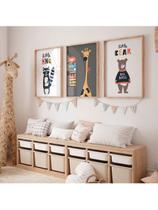 Kit 3 Peças Infantil Quadro Guaxinim Frase Girafa Urso Decoração Bebê Estilo Kit 3 Peças Infantil Quadro Guaxinim Frase Girafa Urso Decoração Bebê Estilo