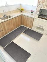 Kit 3 peças Jogo Cozinha Passadeira Emborrachada Não Derrapa