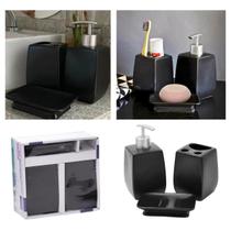 Kit 3 Peças Lavabo Luxo Porcelanato Saboneteira e Porta Escovas de Dente - MultiVendas Moderno e Elegante Kit 3 Peças Lavabo Luxo Porcelanato Saboneteira e Porta Escovas de Dente - MultiVendas Moderno e Elegante