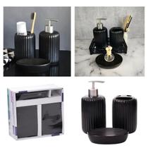 Kit 3 Peças Lavabo Luxo Porcelanato Saboneteira e Porta Escovas de Dente - MultiVendas Moderno Kit 3 Peças Lavabo Luxo Porcelanato Saboneteira e Porta Escovas de Dente - MultiVendas Moderno