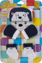 Kit 3 peças Luva + Touca + Meia para Bebê Recém Nascido Fofurinha URSO POLAR MARINHO 0 a 3 meses