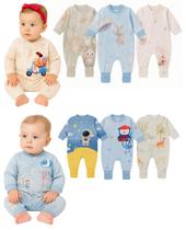 Kit 3 Peças Macacão Longo Bebe Plush Digital Menino Menina Kit 3 Peças Macacão Longo Bebe Plush Digital Menino Menina