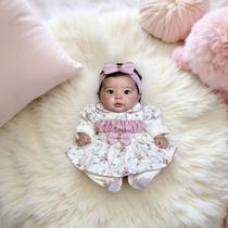 Kit 3 Peças Macacão Para Bebê de Malha Menina Longo Charlote