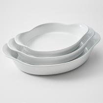 Kit 3 Peças Marinex Opaline Assadeiras Brancas 3 Tamanhos vai ao Forno - conjunto 3 formas de vidro brancas