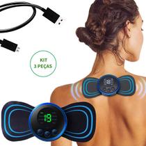 Kit 3 Peças Massageador Recarregável USB Para Dor No Pescoço Linha Premium