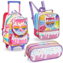 Kit 3 Peças Material Infantil Escolar Mochila de Rodinhas Lancheira Térmica Estojo Porta Lápis Caneta Estilo Fashion Criança Aula Material Resistente Kit 3 Peças Material Infantil Escolar Mochila de Rodinhas Lancheira Térmica Estojo Porta Lápis Caneta Estilo Fashion Criança Aula Material Resistente