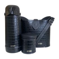Kit 3 peças matetri slim 1l - croco preto