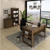 Kit 3 Peças Mesa para Escritório 127cm, Armário Multiuso e Estante Espresso Móveis Kit 3 Peças Mesa para Escritório 127cm, Armário Multiuso e Estante Espresso Móveis