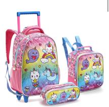 Kit 3 Peças Mochila Rodinha Lol Zoop Com Estojo Lancheira Feminina
