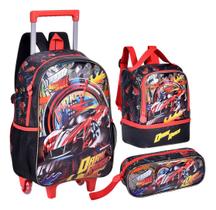 Kit 3 Peças Mochila Rodinha Menino Carrinho Lancheira Estojo Kit 3 Peças Mochila Rodinha Menino Carrinho Lancheira Estojo