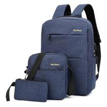 Kit 3 Peças Mochilas Escolar Estojo Bolsa Lateral Notebook Kit 3 Peças Mochilas Escolar Estojo Bolsa Lateral Notebook